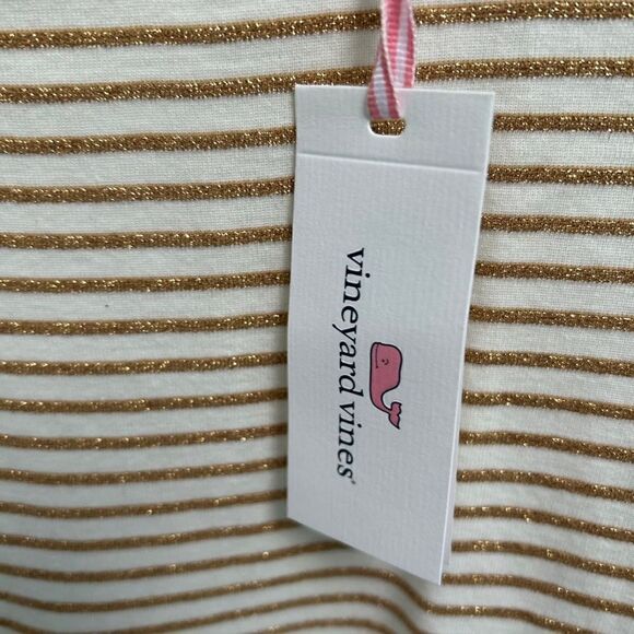 Vineyard Vines Gold And White Striped Simple Boatneck Shirt - Picture 3 of 5